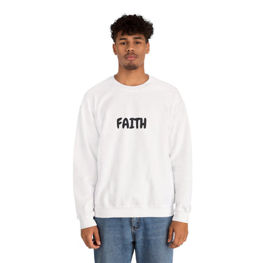 Faith Culture β Faith Unisex Crewneck Sweatshirt β White | Minimalist Christian Sweatshirt for Everyday Encouragement