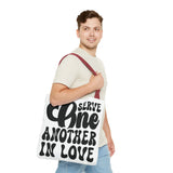 Faith Culture - Serve One Another in Love Christian Tote Bag - Inspirational Bible Verse Galatians 5:13