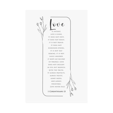 Faith Culture Love Is Patient 1 Corinthians 13 Christian Matte Poster | Love Never Fails Scripture Wall Art Print