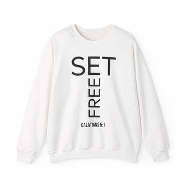 Set Free Christian Sweatshirt | Galatians 5:1 Scripture Apparel White