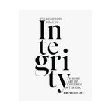 Faith Culture - Walk in Integrity Christian Poster Proverbs 20:7 Scripture Wall Art 16″ x 20″ Matte