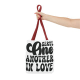 Faith Culture - Serve One Another in Love Christian Tote Bag - Inspirational Bible Verse Galatians 5:13