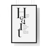 Create in Me a Clean Heart framed Christian wall art inspired by Psalm 51:10, black frame with black and white scripture typography