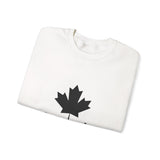 Faith Culture – Classic Black Maple Canada Crewneck Sweatshirt – White | Minimalist Canadian Statement Pullover