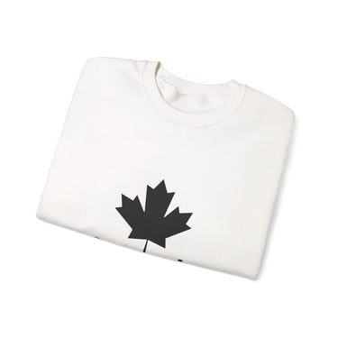 Faith Culture – Classic Black Maple Canada Crewneck Sweatshirt – White | Minimalist Canadian Statement Pullover