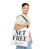 Faith Culture – Set Free John 8:36 Christian Tote Bag | Freedom in Christ Scripture Bag 18" × 18'' Black