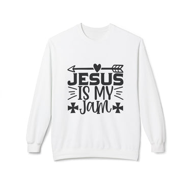 Faith Culture - Jesus Is My Jam Christian Sweatshirt | Fun Unisex Faith Apparel White