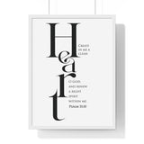Create in Me a Clean Heart framed Christian wall art inspired by Psalm 51:10, black frame with black and white scripture typography