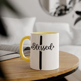 Faith Culture - Blessed at the Cross - Christian Accent Coffee Mug, 11oz Yellow 11oz