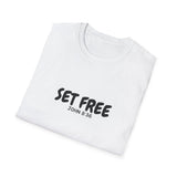 Faith Culture – Set Free Unisex T-Shirt – White | Christian Freedom Tee Based on John 8:36