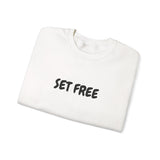Faith Culture – Set Free Unisex Crewneck Sweatshirt – White | Christian Minimalist Sweatshirt for Everyday Faith