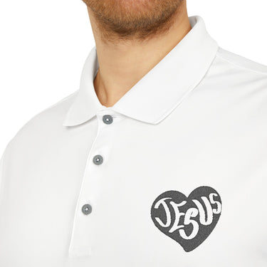Faith Culture - Jesus Heart - Christian Unisex Performance Polo by adidasĀ® White