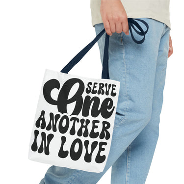 Faith Culture - Serve One Another in Love Christian Tote Bag - Inspirational Bible Verse Galatians 5:13