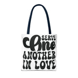 Faith Culture - Serve One Another in Love Christian Tote Bag - Inspirational Bible Verse Galatians 5:13
