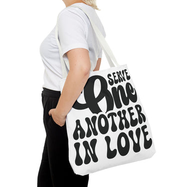 Faith Culture - Serve One Another in Love Christian Tote Bag - Inspirational Bible Verse Galatians 5:13