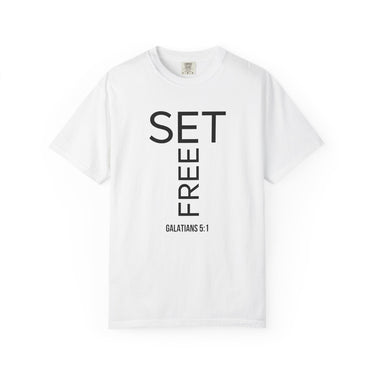 Set Free T-Shirt | Galatians 5:1 Christian Apparel White