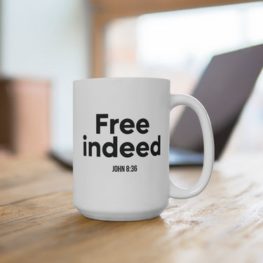 Free Indeed Christian Mug | John 8:36 Bible Verse Gift