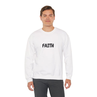 Faith Culture β Faith Unisex Crewneck Sweatshirt β White | Minimalist Christian Sweatshirt for Everyday Encouragement