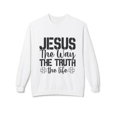 Faith Culture - Jesus The Way The Truth The Life Christian Sweatshirt Bible Verse Pullover for Men and Women White