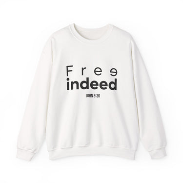 Free Indeed Abstract Christian Sweatshirt | John 8:36 Bible Verse Apparel White