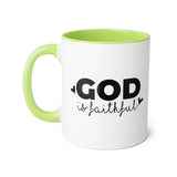 Faith Culture - God Is Faithful - Christian Accent Coffee Mug, 11oz Light Green 11oz
