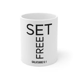 Set Free Christian Mug | Galatians 5:1 Bible Verse Gift 11oz White