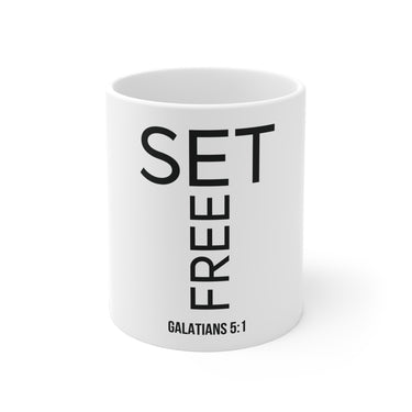 Set Free Christian Mug | Galatians 5:1 Bible Verse Gift 11oz White