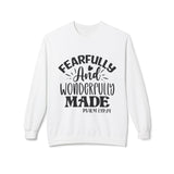 Faith Culture - Fearfully and Wonderfully Made Christian Sweatshirt | Psalm 139:14 Scripture Apparel White