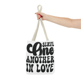 Faith Culture - Serve One Another in Love Christian Tote Bag - Inspirational Bible Verse Galatians 5:13