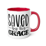Faith Culture - Saved by His Grace - Christian Accent Coffee Mug, 11oz Red 11oz