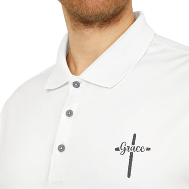 Faith Culture - Grace Cross - Christian Unisex Performance Polo by adidas® White