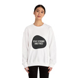 Faith Culture β Strong & Free Minimalist Maple Leaf Crewneck Sweatshirt β White | Cozy Canadian Pride Pullover
