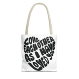 Faith Culture - Serve One Another in Love Christian Tote Bag - Galatians 5:13 Bible Verse 13" × 13'' Beige