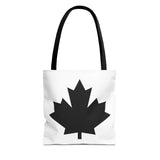 Faith Culture – Black Maple Leaf Tote Bag | Modern Minimalist Canadian Carryall 13" × 13'' Black