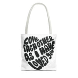 Faith Culture - Serve One Another in Love Christian Tote Bag - Galatians 5:13 Bible Verse 13" × 13'' White