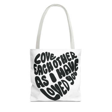 Faith Culture - Serve One Another in Love Christian Tote Bag - Galatians 5:13 Bible Verse 13" × 13'' White