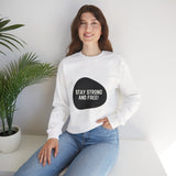 Faith Culture β Strong & Free Minimalist Maple Leaf Crewneck Sweatshirt β White | Cozy Canadian Pride Pullover White