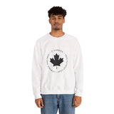 Faith Culture – O Canada Circle Maple Leaf Crewneck Sweatshirt – White | True North Canadian Pride Pullover