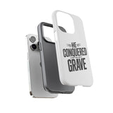 Faith Culture – He Conquered the Grave Christian Tough Phone Case iPhone 14 Pro Glossy