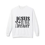 Faith Culture - Jesus Is the Answer Christian Crewneck Sweatshirt White Inspirational Faith Pullover White