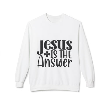 Faith Culture - Jesus Is the Answer Christian Crewneck Sweatshirt White Inspirational Faith Pullover White