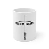 Freedom in Christ Christian Mug | Galatians 5:1 Bible Verse Gift 11oz White