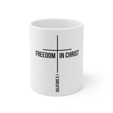 Freedom in Christ Christian Mug | Galatians 5:1 Bible Verse Gift 11oz White