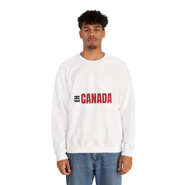 Faith Culture – Eh Canada Crewneck Sweatshirt – White | Playful Canadian Pride Pullover