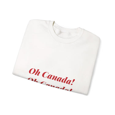 Faith Culture – O Canada Maple Circle Crewneck Sweatshirt – White & Black | Classic Monochrome Anthem Pullover