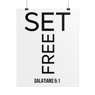 Set Free Christian Poster | Galatians 5:1 Bible Verse Wall Art 16" x 20" (Vertical)