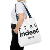 Free Indeed Christian Tote Bag | John 8:36 Bible Verse Gift