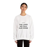 Faith Culture – The Land We Call Our Home Crewneck Sweatshirt – White | Minimalist Canadian Roots Pullover