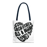 Faith Culture - Serve One Another in Love Christian Tote Bag - Galatians 5:13 Bible Verse 16" × 16'' Navy