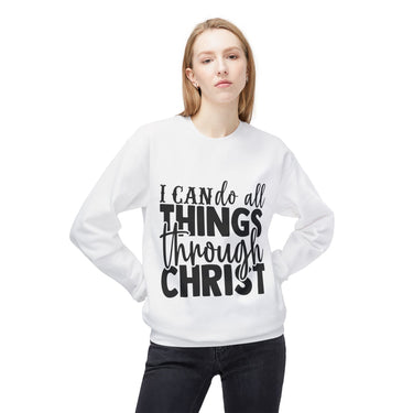 Faith Culture – I Can Do All Things Through Christ Christian Crewneck Sweatshirt | Philippians 4:13 Bible Verse Apparel
